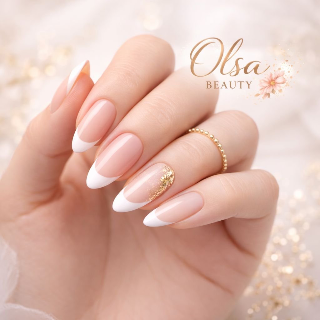 French Manicure mit Gold-Akzent